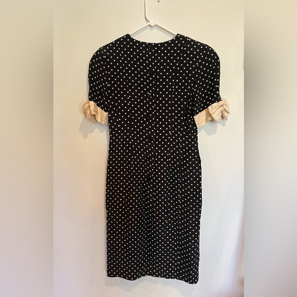 Vintage Nipon Boutique Silk Dress. Black with polka dots, size 8 - Picture 6 of 9